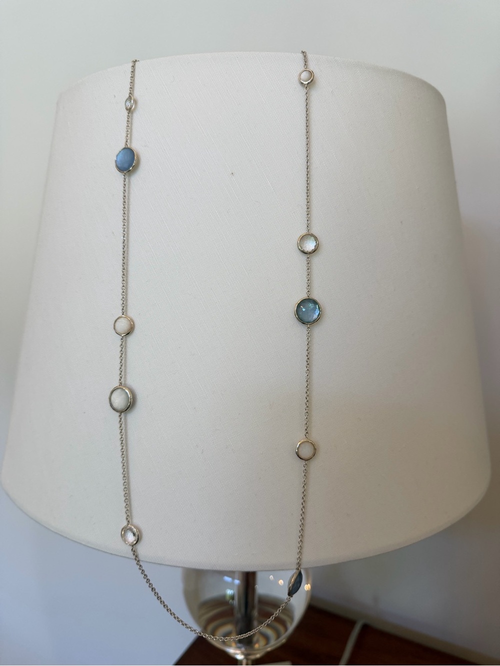 Ippolita rock crystal and quartz sterling station necklace and mother pearl